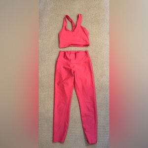 ALO Yoga Coral High-Waisted Leggings with matching bra/tanktop